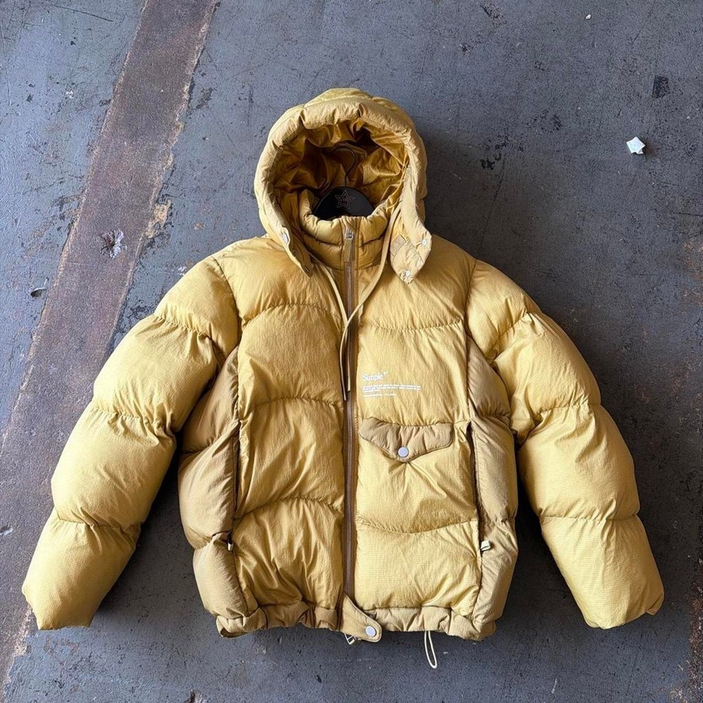 The Arrivals x Simple Turbo Puff Jacket Yellow Mens Puffer Winter Coat XL